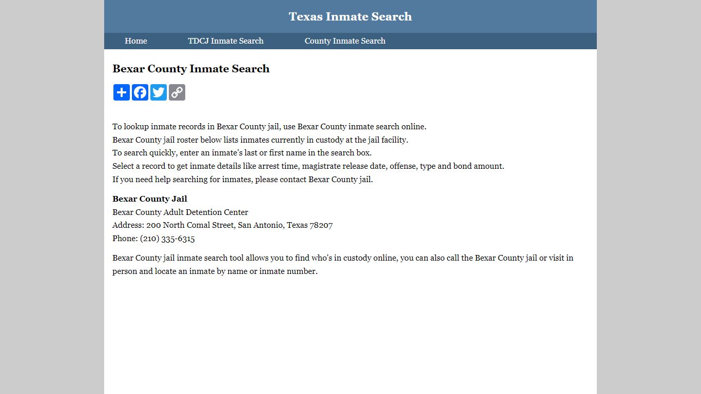 Bexar County Inmate Search